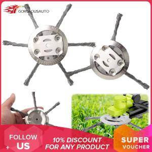 GorgeousAuto 2 ชิ้นเหล็กลวดล้อหญ้าตัดหญ้าหัวการกำจัดสนิมและมอสสตีลลวดล้อล้อหัวสนามหญ้าเครื่องตัดหญ้าหัวเครื่องตัดหญ้าเครื่องมือ