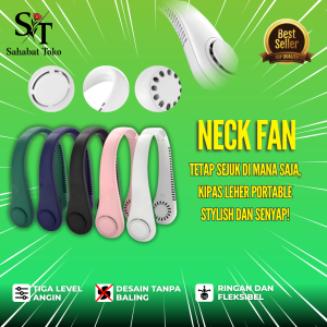 Kipas Angin Gantung Leher USB Portable Portabel Rechargeable Tanpa Baling Baling Bladeless Silent Hanging Mini Neck fan Smart Sport Lazy NeckFan Cooling Cooler Elektrik Digital Display 8000Mah 5 Speed Wind Multifungsi