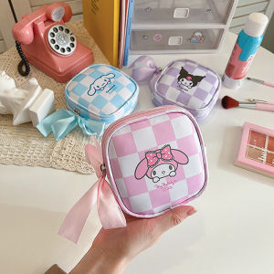 Sanrio Coin Wallet Bag Purse Waterproof PU Leather Sanitary Napkin Storage Bag Cinnamon Dog Kuromi Melody Cartoon