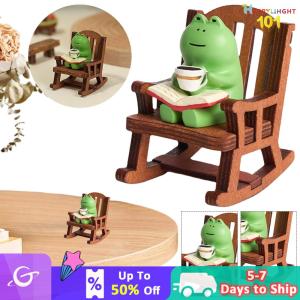 【New Arrival】 Decorative Frog Resin Figurine Small Frog Rocking Chair Art for Home and Office Decor
