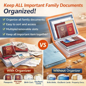 Magnetic Document Organizer Passport Holder Family Document Organizer Large Capacity Magnetic Closure Folder