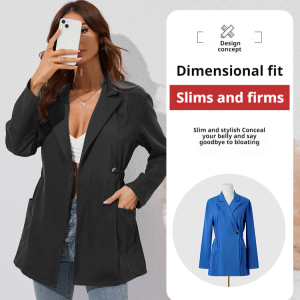 FallWinter thin small suit in long lapel longsleeved jacket