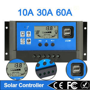 Solar Controller 12V/24V 60A 50A 30A 10A Solar Regulator PWM Battery Charger LCD Display Dual USB 5V Output