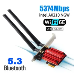 5374Mbps Intel AX210 Wifi 6E M.2 NGFF Wireless Card Bluetooth 5.3 AX210NGW  Network Card 2.4G/5Ghz 802.11ax WiFi Adapter Antenna