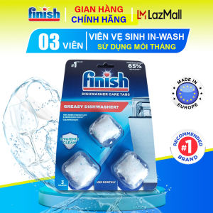 Vỉ 3 viên vệ sinh máy rửa chén bát Finish. Vệ sinh máy rửa bát ngay trong chu trình rửa chính ngăn chặn tích tụ dầu mỡ cặn bẩn và mùi hôi LazMall