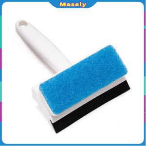 Masely Double-Sided Cleaning Brush Glass Wiper With Cleaning Sponge Squeegee 2 in 1 Scraper Wall Cleaner