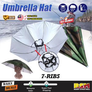 Umbrella Hat Fishing Headwear Cap Weatherproof UV Protection Portable Sun Shade Hats / Topi Payung