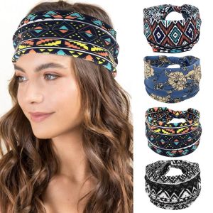 GS Fashion Turban Sweat-absorbent Elastic Women Boho Hairband Wide-brim Headband Sports Headwear Yoga Hair Band