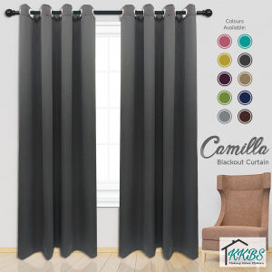 KKBS CURTAIN Camilla Langsir Semi Blackout Plain Cangkuk & Ring (Camilla Semi Blackout Curtain Minimalist Hook & Eyelet) page 1