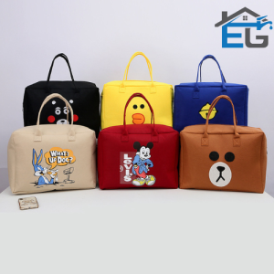Cartoon Travel Bag Cartoon Felt Bag Large Capacity Cute Storage Children Duffel Felt Handbag卡通旅行包 大容量毛毡手提包