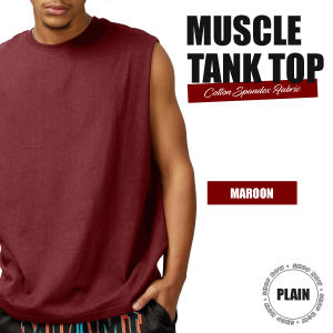 SND PLAIN MUSCLE TANK SANDO COTTON SPANDEX FOR MEN FIT TO ALL SIZES SMALL TO 3XL / Muscle Tee sando pambahay sports gym indoor outdoor affordable plus size xxxl ready to wear on hand plain stretchable fitness BEST SELLING