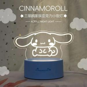 Cute anime Kuromi Cinnamoroll Pochacco My melody Kawaii Night Light Sanrio Cartoon Creative Acrylic USB Night Light Wholesale