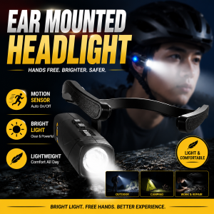 Rechargeable Waterproof Headlamp - Ear-hook Design| Headlamp for Camping Fishing & Outdoor Adventures
