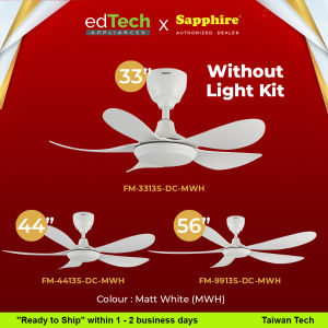 Sapphire | 33” 44" 56" |  FM3313S-DC Motor Ceiling Fan | 16 Speeds | 5 ABS Blades | LED Light
