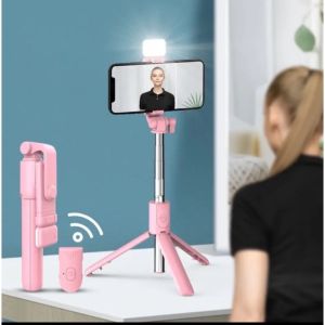 Gậy Chụp Ảnh Tự Sướng 3 Chân Có Điều Khiển Bluetooth(Có Đèn) Gậy Chụp ảnh Livestream 3 chân