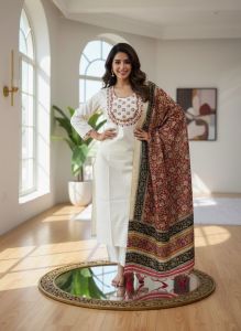 UCs Heritage Bloom Embroidered Khadi 3-Piece Set