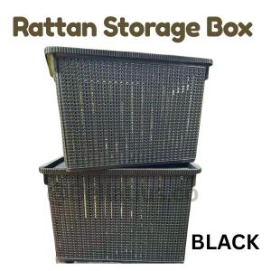 Rattan Woven Storage Box Organiser - 46.5x31.5x28.5 cm Natural Rustic Charm for Small Items Easy Access & Stylish Design
