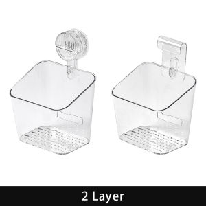 Vision giỏ đựng đồ treo tường bếp đa chức năng giỏ đựng tỏi gừng hành núm hút cao su ráo nước hộp lưu trữ thực phẩm giá lưu trữ đồ dùng phòng tắm gia dụng