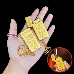 HCM Bật Lửa Gas Đá Móc Khóa Hình Thỏi Vàng 9999