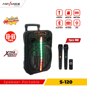 Advance S120 Speaker Bluetooth Super Full Bass BONUS 2 Pcs Mic Wireless - FREE ONGKIR Jabodetabek