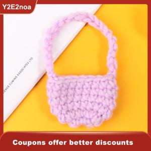 【Y2E2noa】 1 12 Dollhouse Woven Plush Shoulder Bag Dollhouse Mini Crossbody Bag Handbag For Dolls Dress UP Aceessories
