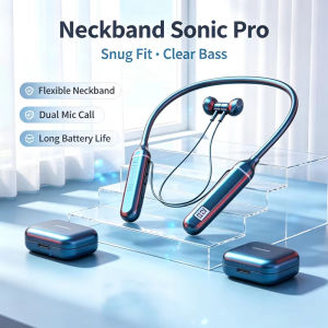 Beiziye Sports Neckband Headphones Bluetooth Earphones Gaming LED Battery Display Waterproof Wireless Mic TWS Headset