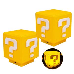 Super Bros Question Block LampSquare LED Night Light with USB Cablewith Play Game Coin Sound EffectBedside Lamp Decor Toy Gift for Boy Girls