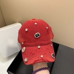 MARBLEX Cotton Rhinestone Baseball Cap Rhinestone Embellished Torn Effect Hip Hop Cap Fashion Vintage Wash Hole Washed Hat Urban Streetwear