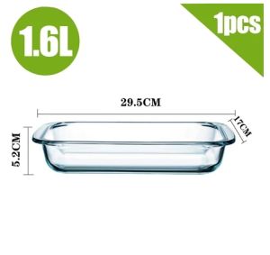 3L/2.2L/1.6L/1L Quality Microwaveable Rectangular Tempered Borosilicate Glass Baking Tray Food Storage Food Plating Bakeware Large Size