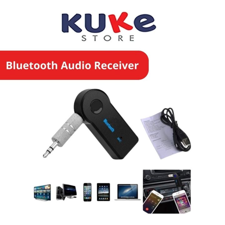 KUKE Bluetooth Audio Receiver Music Wireless Handsfree Car Connector A2DP  HP Speaker Alat Pemancar Jack Lazada Indonesia