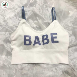 Fin Fin สปอร์ตบรา Sportbra เสื้อครอป สายเดียว ลาย BABE 32-38 ชุดชั้นใน ผู้หญิง บรา ไร้โครง เสื้อใน ไร้ขอบ ออกกำลังกาย โยคะ