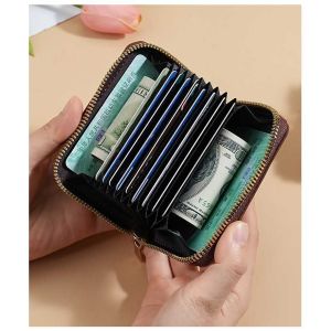 Goodshop Credit Card Holder Leather Credit Card Wallet Zipper Wallet Card Slots