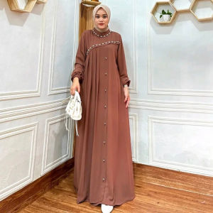 PROMO CLARA DRESS Crinkle Airflow Premium Gamis Kringkel Kombinasi Payet Mutiara Gamis Terbaru Elegan Simple Mewah Gamis Payet