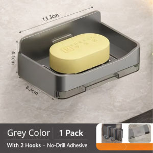 Multipurpose Double Layer Soap Dish with Drainer & Hooks Space Saving Wall Mounted Soap Organizer