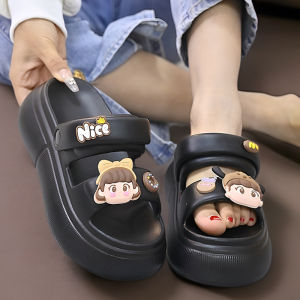 2025 New Summer Thick-Soled Dual-Wear Sandals For Women Cute Cartoon Beach Shoes For Home And Outdoor Fashionable Sandals