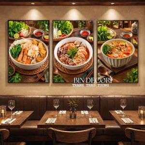 Tranh treo tường bún thái 2 trang trí decor quán ăn nhà hàng kèm đinh TT119