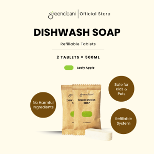 GREENCLEANI Dishwash Soap Leafy Apple Refills – Natural Gentle & Clean Streak On Oily Dishes