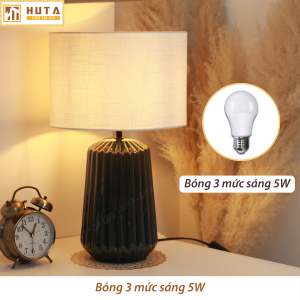 Đèn ngủ để bàn gốm sứ HUTA Light For Life S17 cao cấp sang trọng điều chỉnh 3 mức sáng bóng led tiết kiệm điện bảo hành 2 năm
