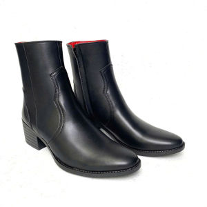 Giày western boots thời trang G1337 da lì đế cao có khóa kéo