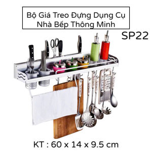 Bộ Giá Treo Đựng Dụng Cụ Nhà Bếp Thông Minh Tiết Kiệm Không Gian Không Cần Khoan Tường
