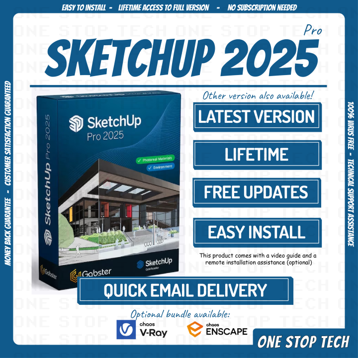 Sketchup 2025 | VRay 7 | Enscape 4 | Lifetime | Windows / Mac | Lazada PH