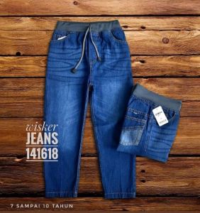 Celana Jeans Panjang Anak Laki Laki Wisker 4-10 Tahun warna Biru