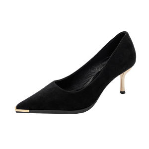 IELGY French style black high heels for women professional and versatile commuting shoes