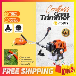 PRODIY Cordless Grass Trimmer 52CC Brush Cutter Grass Trimmer Heavy Duty Dual Line Steel Blade CG430 Mesin Rumput