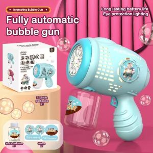 Electric Bubble Blower Toy 8 Hole Handheld Automatic Non Toxic Outdoor Party Kids Gift With Light