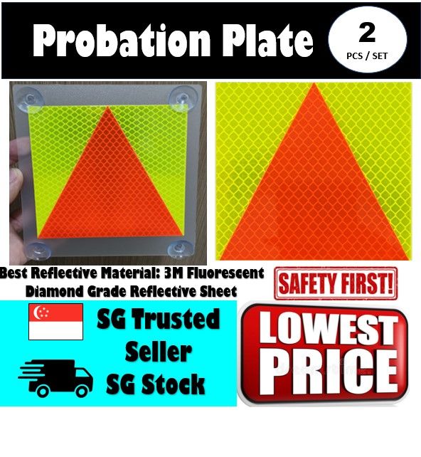 [SG Seller] Suction Probation Plate P Plate Car Van Motorbike Motorcycle Bike Probation Plate