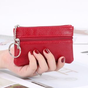 NOBLELYN with Key Ring Women Wallet Short Zipper Money Bag Multi-functional PU Leather Coin Purse