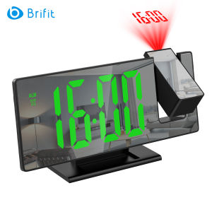 Brifit Projection Digital Alarm Clock 7.8" LED Mirror Display Clock 4 Level Brightness Adjustment Snooze Function 12/24h With 180° Projector Suitable For Bedroom Living Room Office Gift
