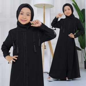 Couple Abaya ibu dan anak perempuan 6 13 thn terbaru 2024 kekinian simple mewah Gamis putih manasik-AmirahStore21