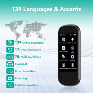 Vormour Z2 Language Translator Device 2025 Two-Way AI Voice Translator for Voice/Text/Offline/Photo Translation 138+ Language Online Translation Portable Tow Way Translator Device for Business Learning Travel